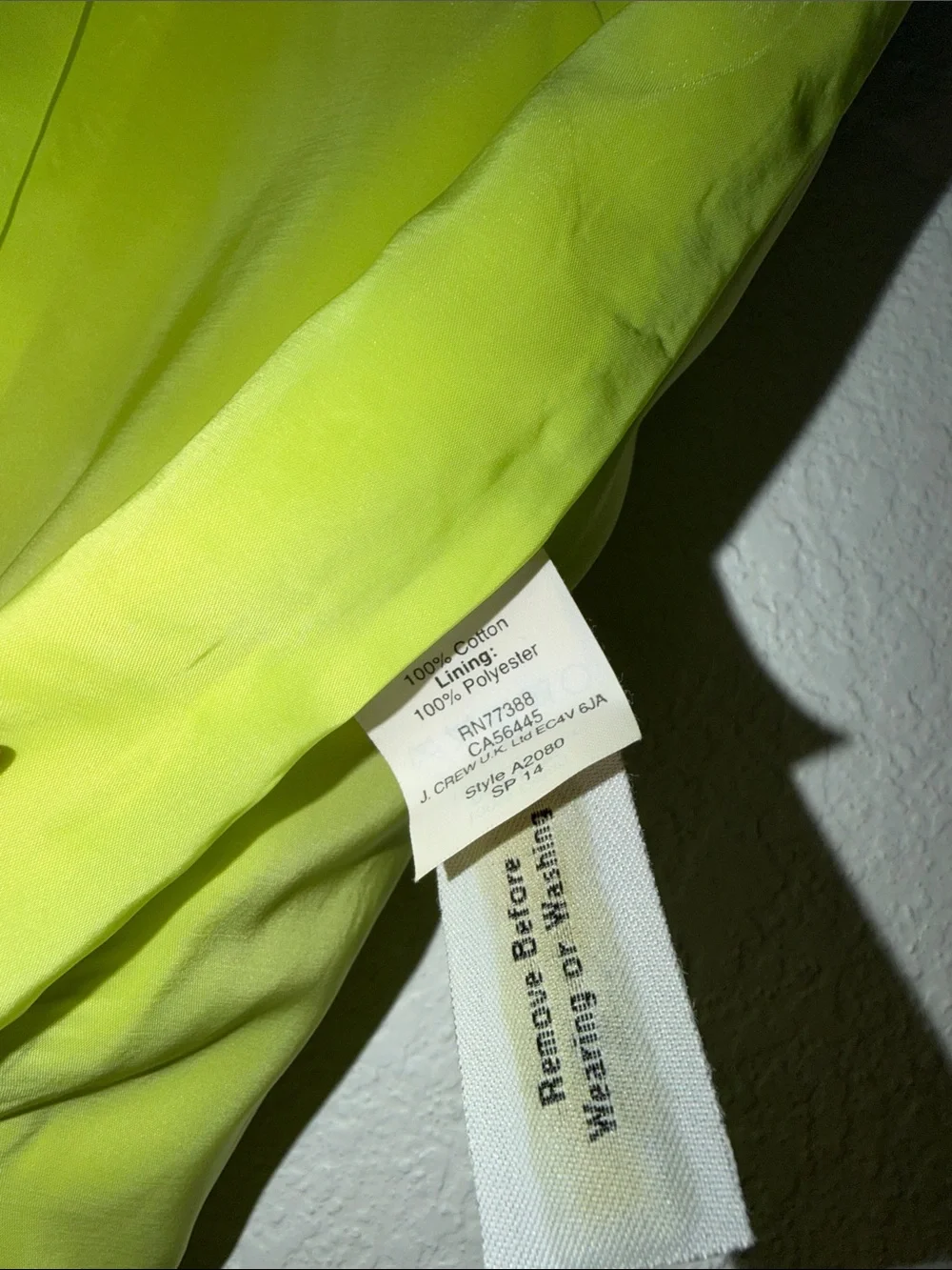 J. Crew Neon Lime Pencil Skirt